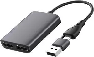 GARIOUANS USB C to Dual Adapter Fast USB Hub Expander for Dual Monitor Display Plug and Play Compatible with