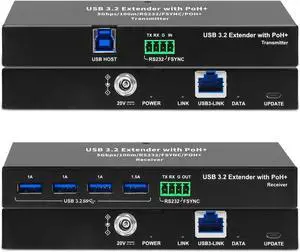 100m USB 3.2 and USB 3.0 Extender with 4 Port Hub RS232 FSYNC and Single Adapter Power 100m USB 3.2 and USB 3.0 Extender with 4 Port Hub RS232 FSYNC and Single Adapter Power