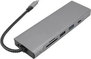 Diyeeni USB C Docking Station, 8-Port USB C Hub with 4K 30Hz HDMI, PD3.0 100W, USB2.0, USB3.2, USBC, SD/TF & M.2 SSD Hard Drive Enclosure, Aluminum USB Splitter for Laptop PC