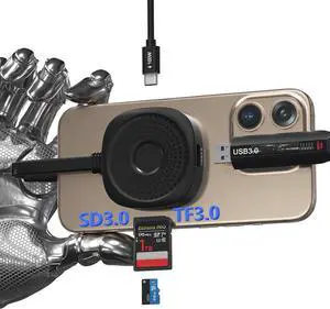 Magnetic USB C Hub Card Reader for iPhone 16 15 Pro Max - 4 in 1 Type-C SD3.0 MicroSD3.0 Card Solt 100W PD 5Gbps USB3.0 USB-C Adapter, Magsafe SD Reader for iPhone, MacBook Pro Air, Pad Pro Type-C