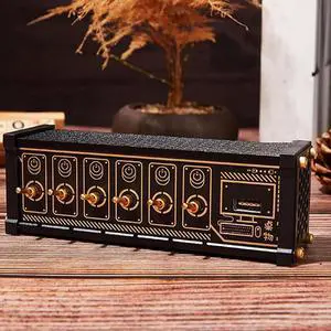 6 Port USB Switcher, Retro USB Docking Station with 6 LED Status Indicators and 9 USB Convenient Input Ports, Share USB Devices & Data Transmission, for Phones, Tablets