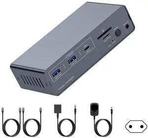 Montesy USB C KVM Docking Station KVM Switcher For Double Monitor 4K60Hz Video With USB 3.2 10Gbps And Gigabit Ethernet