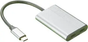 2-in-1 USB-C Hub, USB-C to 4K@60Hz DP Video Extender with 100W PD3.0,Power and Data Splitter