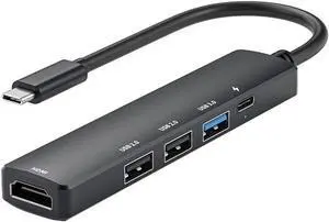 5 in 1 USB C Hub with 4K HDMI, PD 100W Fast Charging Type C Adapter, Multi-Port USB C Converter Compatible with Windows, MacOS, Linux sysytem; Support MacBook Air/Pro/ M1/ M2, Chromebook, XPS