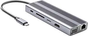 Angoily 12-in-1 Type Adapter USB 3.0 Ports for Laptop Portable USB-C Multi-Function Expansion Dock 4K Video Output Compatible Pro/Air