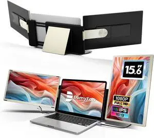 domyfan 15.6" Laptop Screen Extender, 120% sRGB FHD 1080P IPS Triple Portable Laptop Monitor Extender with Type-C USB HDMI Plug-Play for Mac, Windows, Chrome, Android, Fits All Laptops