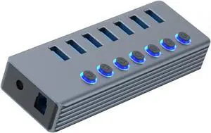 USB3.0 Hubs 7Port USB Data Hubs Splitter with Long Cable LED Individual On/Offs USB Switches Extension for Laptop PC