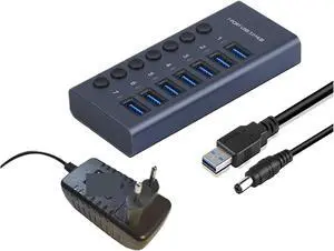 10 7 4 Port USB Hub 3.0 Aluminum A 3 0 Multi-hub Splitter Concentrator Multiple Extension Dock with Switch Adapter for PC Laptop(4 Ports HUB US)