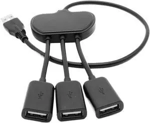 bodateng USB2.0 1/2 HUB USB Extender Keyboard Hard Disk Splitter 0.300cm Power Supply Data Transmission(1 to 3)