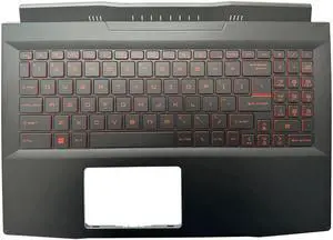 New Compatible Replacemen for MSI Bravo 15 MS-158K Katana GF66 11UE 11UG MS-1581 MS-1582(Palmrest Cover Keyboard Full RED Backlit)