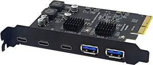 PCIE USB Expansion Card Expand PC Connectivities Fast Data Transfer USB C/USB Port 2USB Type-A+3Type C 5Port USB Hubs PCIE USB Expansion Card Expand PC Connectivities Fast Data Transfer USB C/USB Port 2USB Type-A+3Type C 5Port USB Hubs