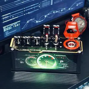 6 Port USB Docking Station, USB Hub, 5 Toggle Switches, Supports Data Transmission, Built-in Adjustable RGB Lighting, for Phones, Tablets, and Gadgets