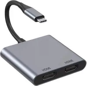 USB C to Dual HDMI Adapter, USB C Hub Multi Monitor Adapter Type C to HDMI Splitter Extended Display for MacBook Pro, Dell XPS, Laptop, Samsung Galaxy S24 S23 and More USB C Devices