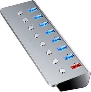 POPETPOP Port USB Hub with Independent USB Extension Device for Data Transfer and Charging Durable Compatible