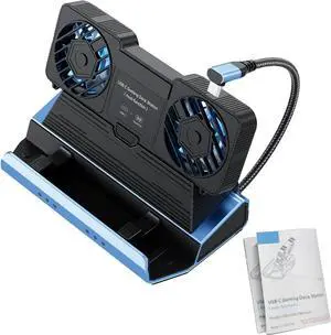 Tomvorks 9-in-1 Type C M Docking Station, + 9 Ports with Dual Fans for Switch, Pro, USB Hub Adapter, Ethernet RJ45 Converter for Gaming Console