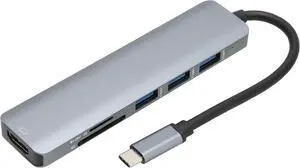 USB C HUB 6 in 1 with 4K at 30Hz 5Gbps, Definition Multimedia Interface Adapter, Aluminum Alloy Housing for Home Office Use