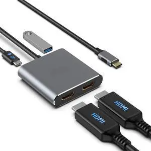USB C to HDMI-Compatible Hub 4K60Hz 4IN1 USB C to HDMI-Compatible Converter with 100W PD USB 3.0