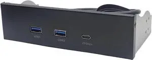 USB Front Panel for PC 2 Port USB 3.2 GEN1 5Gbps + 1 Port Type-C 10Gbps/20Gbps Hub for Desktop 5.25Inch Floppy Drive Bay