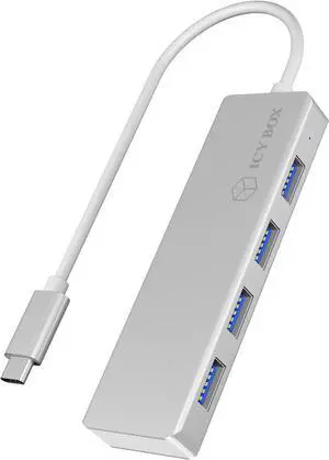 ICY BOX 4-Way USB-C hub, 3-Way USB-C hub White Silver/White ICY BOX 4-Way USB-C hub, 3-Way USB-C hub White Silver/White