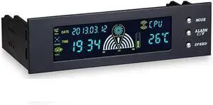 5.25 Inch 12V PC Computer Fan Controller 3 Fan Speed Controller Temperature Sensor LCD Digital Display Front Panel for PC