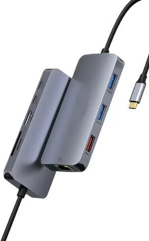 USB C Hub Adapter Multiport Docking Station Compatible with Windows Laptops Dual 4K HDMI 5Gbps USB 3.0 PD 100W(MOUC0511)