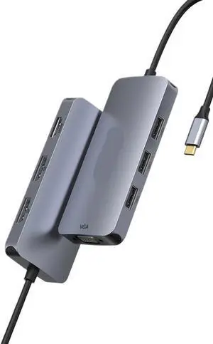 USB C Hub Adapter Multiport Docking Station Compatible with Windows Laptops Dual 4K HDMI 5Gbps USB 3.0 PD 100W(MOUC0512)