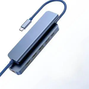 SIDUFHAOPKLL C Hub Multiport Adapter with 4K for Pro Air Surface Chromebook 6-in-1 C Expansion(Blue)