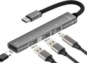 4 Ports USB C Hub, USB Port Extender for MacBook Pro, USB C Hub with USB C Data Port, 2*USB Ports & 1 * 5W USB C Port, USB C to USB A Hub for Mac, iPad Pro, Laptop, iPhone 15, etc