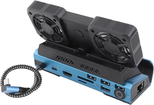 Zunate 9 in 1 Docking Station with RGB Lighting for Steam Deck, 4K 60Hz HDMI, 100W USB C PD, Gigabit Ethernet, Dual Cooling Fan, USB 3.0 Hub for ROG Ally and Zunate 9 in 1 Docking Station with RGB Lighting for Steam Deck, 4K 60Hz HDMI, 100W USB C PD, Gigabit Ethernet, Dual Cooling Fan, USB 3.0 Hub for ROG Ally and