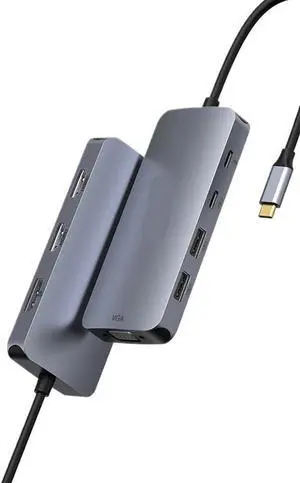 USB C Hub Adapter Multiport Docking Station Compatible with Windows Laptops Dual 4K HDMI 5Gbps USB 3.0 PD 100W(MOUC0513)