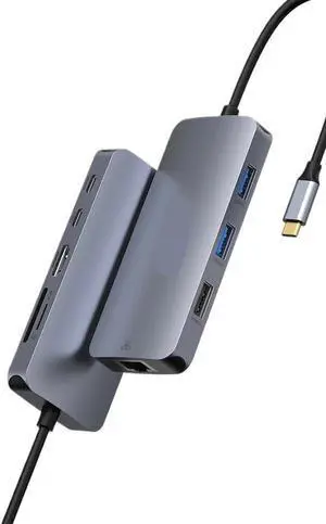 USB C Hub Adapter Multiport Docking Station Compatible with Windows Laptops Dual 4K HDMI 5Gbps USB 3.0 PD 100W(MOUC0501)