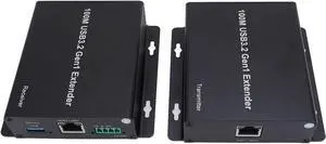 USB 3.2 Extender Over Cat6a Ethernet - 4 Port 330FT Data Transfer Kit with Receiver Transmitter, Plug & Play for PC Webcam Security Cameras (US Plug)