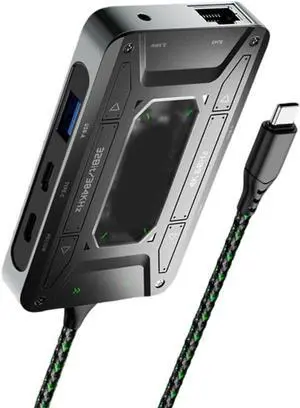 XusLFR TypeC Hub,Docking Station for DS7 Headphone Adapter PD100W 5Gbps Charging, 3.5mm Auditory Type C Adapter 1000M for Game Pad