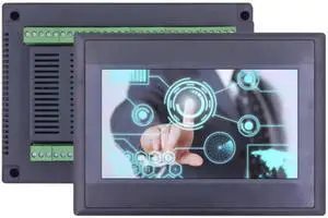 3 Inch HMI Touch Screen Panel, All in One HMI PLC Integrated Touch Screen DC24V/1A Transistor Outputs 12 in 8 Out Compatible with FX3U-20/40/48MRT