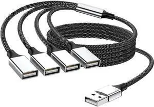 Hongpan USB to 3 USB 2.0 Hub Dual 4 Port Multi-Splitters Adapter for PC Computer Accessories USB A Extension Power Data(A to 4 USB 1m)