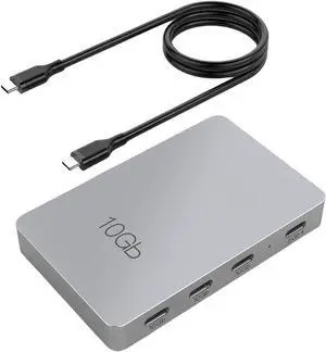 Jalzdieod 7 in 1 Type-C Gen2 USB Splitter 3 High Speed Multiport Type C Hub Compatible for/OS/Chrome OS/Android Easy to Use