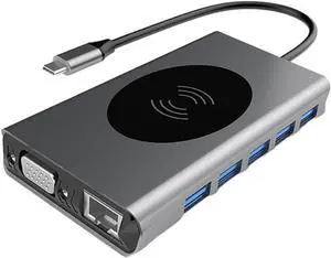 Housoutil Type-c to USB 3.0 Hub 4k Video Type- LAN Port Reader Pd Adapter 3.0 Ports for Laptop Home Use