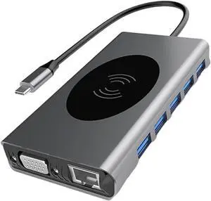 HOMSFOU 1pc USB Hub Pd Rapid Charging Type-c to LAN Audio Adapter for Home Use Supports Video USB Ports for