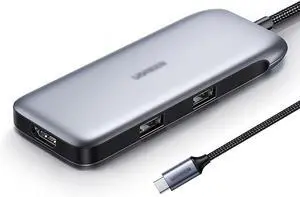 Port Expander 6-in-1 Type C Hub Multiport USB C Hub Adapter with DP, Mini DP, HDMI,100W PD, 2 USB 2.0 Compatible for USB C Laptop USB Splitter