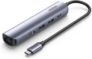 Port Expander USB C Hub 5 in 1 USB Charging Hub Docking Station with 100W PD Charging, 4K HDMI, 2 USB 3.0 Ports, 1000M Ethernet USB Splitter