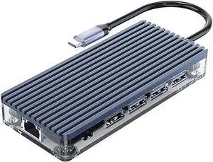 Port Expander USB C Hub 11 in 1 Type C Adapter with HDMI, VGA, 100W PD, 3 USB 3.0, USB 2.0, Ethernet, SD/TF Card Reader, 3.5mm Audio USB Splitter