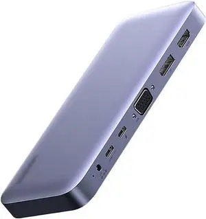 Port Expander USB C Hub 9 in 1 with 3 USB 3.0 Ports,100W PD, SD/FT Card Reader, HDMI, VGA, DC 5V/2A Aluminum Type C Hub Adapter USB Splitter