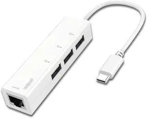 Port Expander USB C Docking Station USB C to Ethernet Adapter Hub with 3 USB 2.0 Ports and Ethernet for Laptop, USB Flash Drives USB Splitter