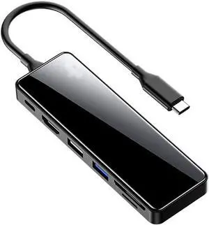 Port Expander 6 in 1 USB C Adapter with 4K HDMI, USB 3.0 Ports, USB 2.0 Ports, PD 100W, SD/TF Card Reader USB C Hub for USB C Laptop USB Splitter