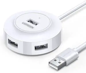 Port Expander USB HUB 4-Port Data USB Hub High-Speed Data Transfer Hub & Adapter 5V / 2A Powered Computer USB Port Expander USB Splitter (Color : White, Length : 1.5m)