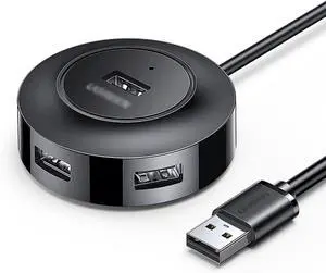 Port Expander USB HUB 4-Port Data USB Hub High-Speed Data Transfer Hub & Adapter 5V / 2A Powered Computer USB Port Expander USB Splitter (Color : Black, Length : 1.5m)