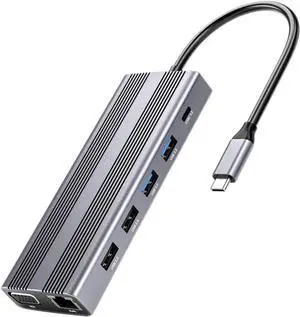 SECFOU Multi USB Splitter Type- Expansion Adapter for Laptops Supports Video Ethernet USB Drives and More