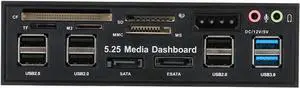 Rofawee Multi-Function USB 3.0 Hub e Port Internal Card Reader PC Dashboard Media Front Panel o for SD MS CF TF M2 MMC Memory Cards Fits 5.25" Bay