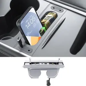 for Tesla Model 3 Highland 2024 Central Control Docking Station with Fast Charging Cables Center Console USB Hub (Style C)