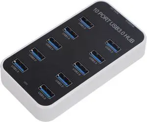 USB Hub 10, USB 3.0 Hub 10 Port USB Hub Splitter Docking Station DC12V?24V Fast Data Transmission USB Expansion Hub Data Hub with USB 3.0 Data for Smartphone, Tablet